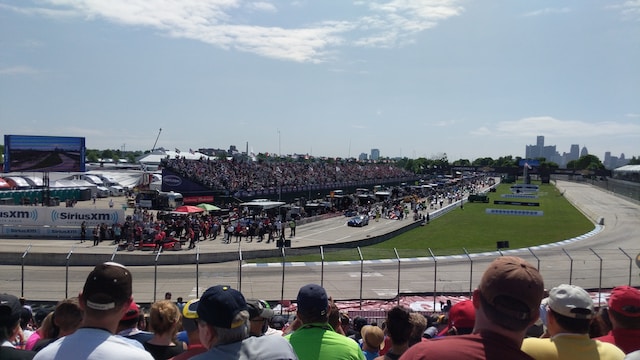 Spectators watching the Indy 500