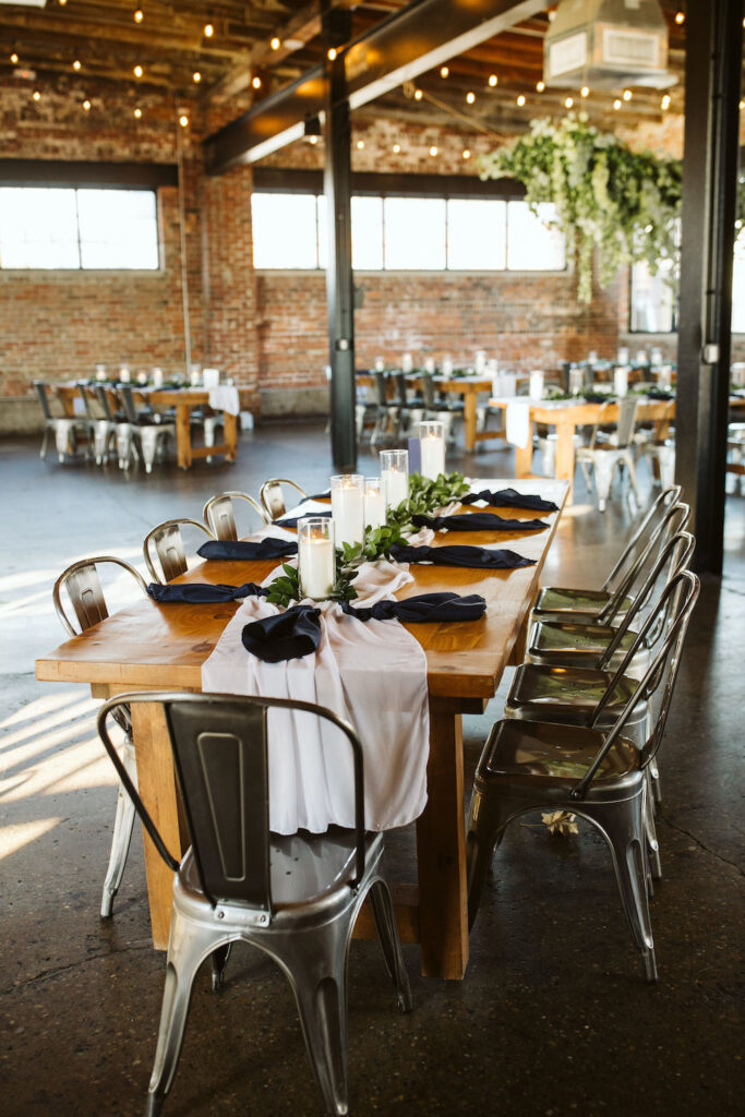 Winter wedding reception at INDUSTRY in Indianapolis, Indiana