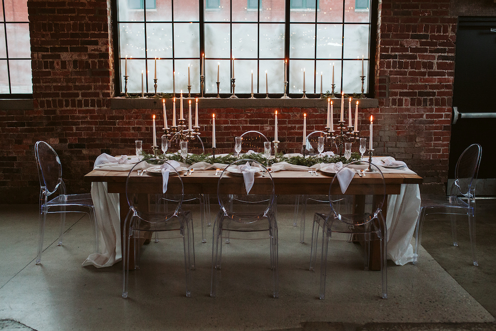 Holiday tablescape at INDUSTRY in Indianapolis, Indiana