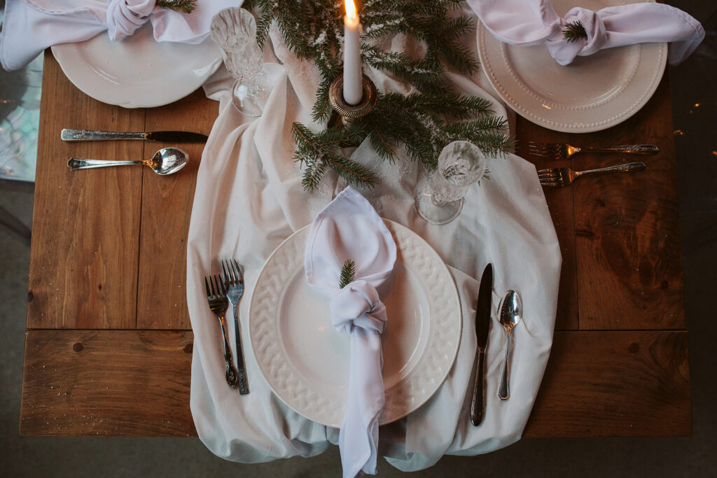 Holiday tablescape at INDUSTRY in Indianapolis, Indiana