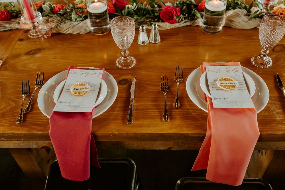 Table settings at an Indianapolis wedding.
