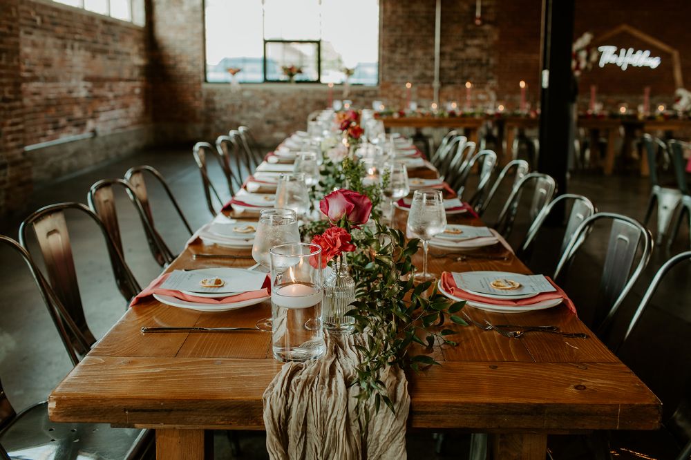 Table and wedding venue setup at Industry.