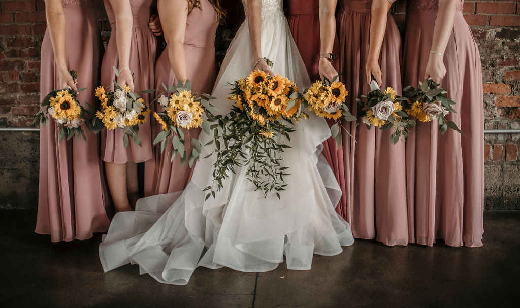 Bridesmaids with flowers