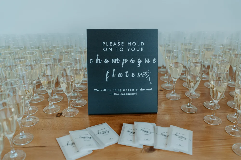 Champange flutes set up for a toast
