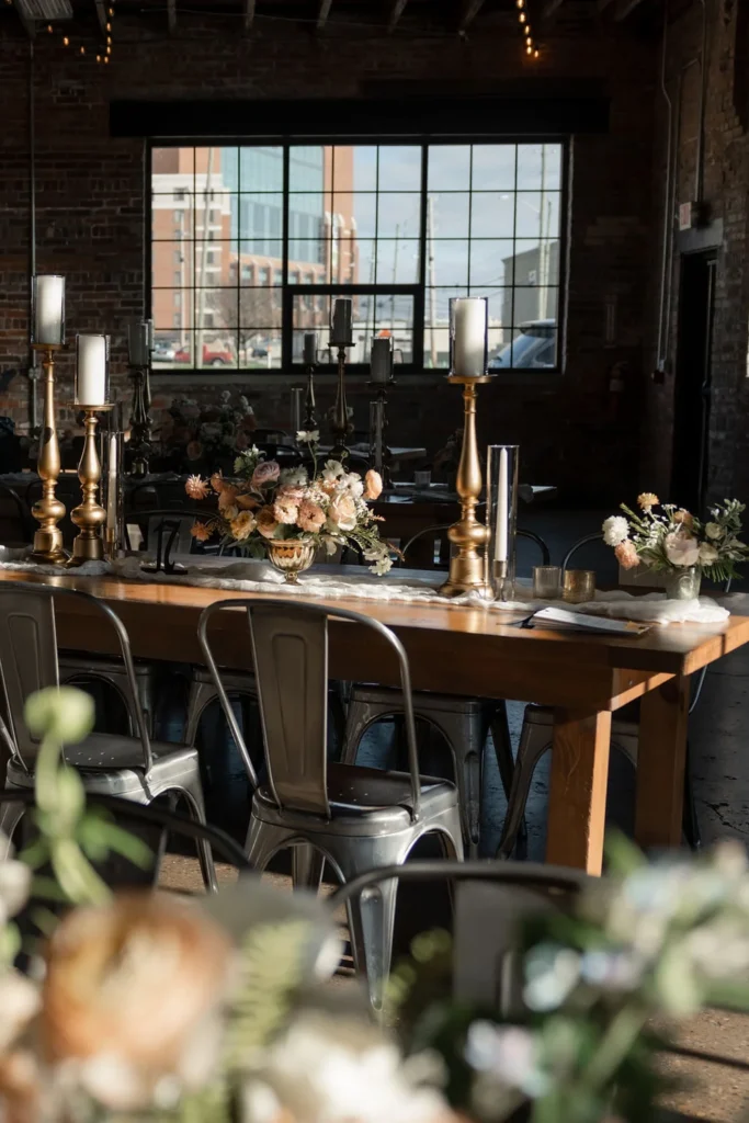 Guest tables at INDUSTRY winter wedding