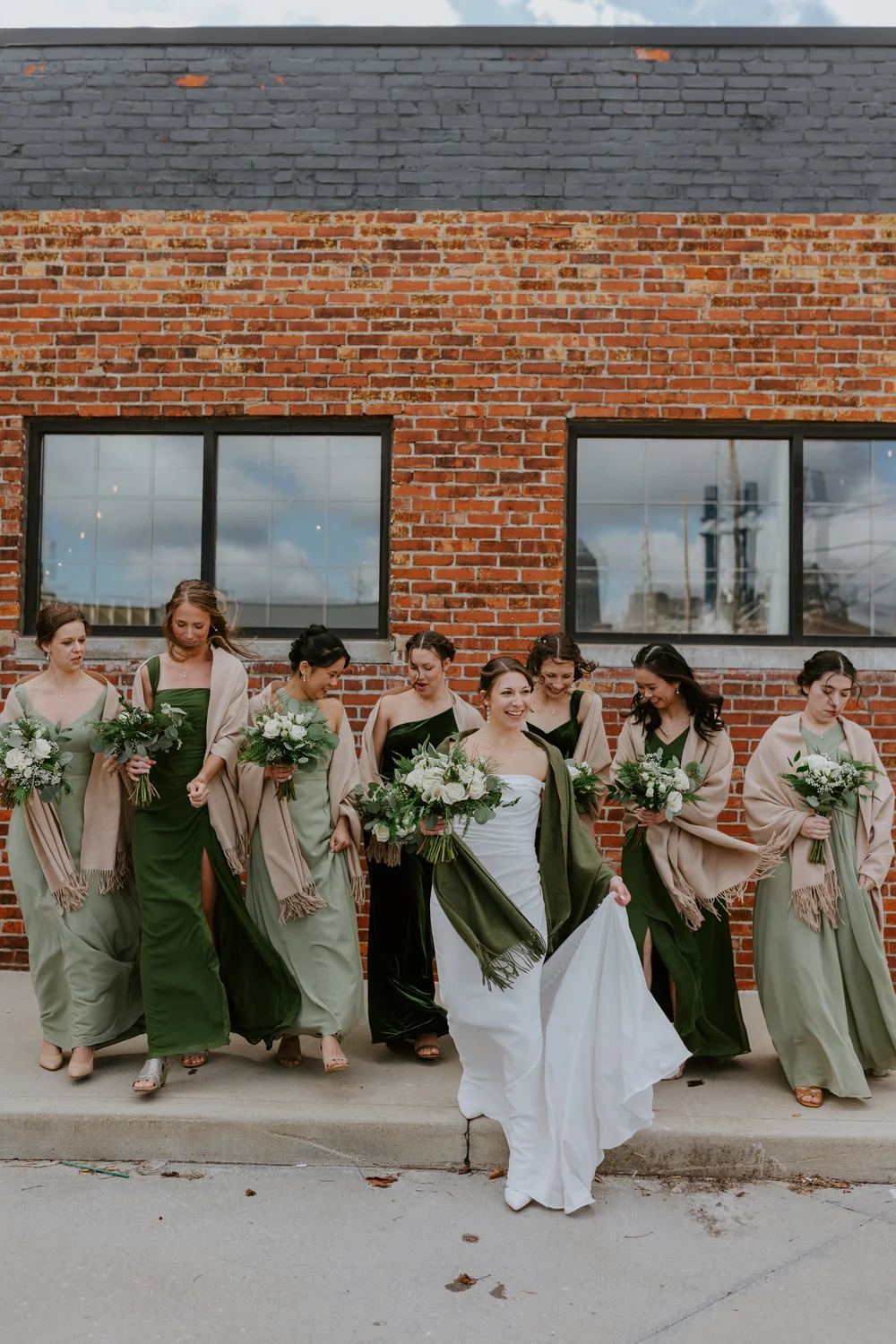 Wedding party outside of INDUSTRY in Indianapolis