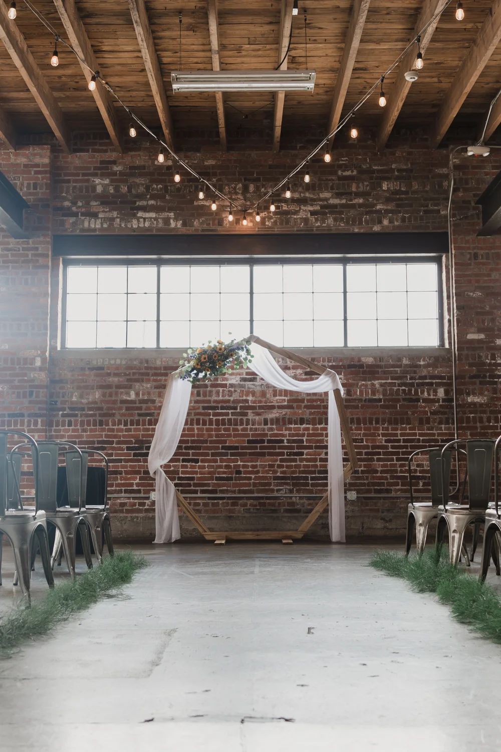 Ceremony setup for a wedding at INDUSTRY