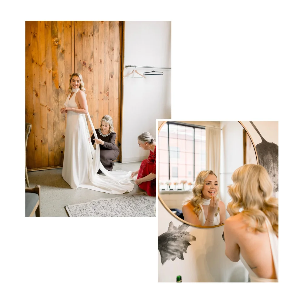 Bride getting ready at INDUSTRY in Indianapolis, IN