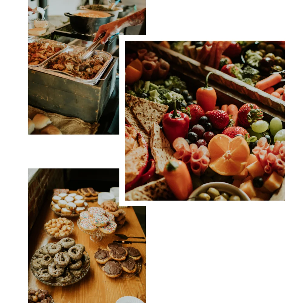 Collage of foods served at a wedding at INDUSTRY in Indianapolis, IN