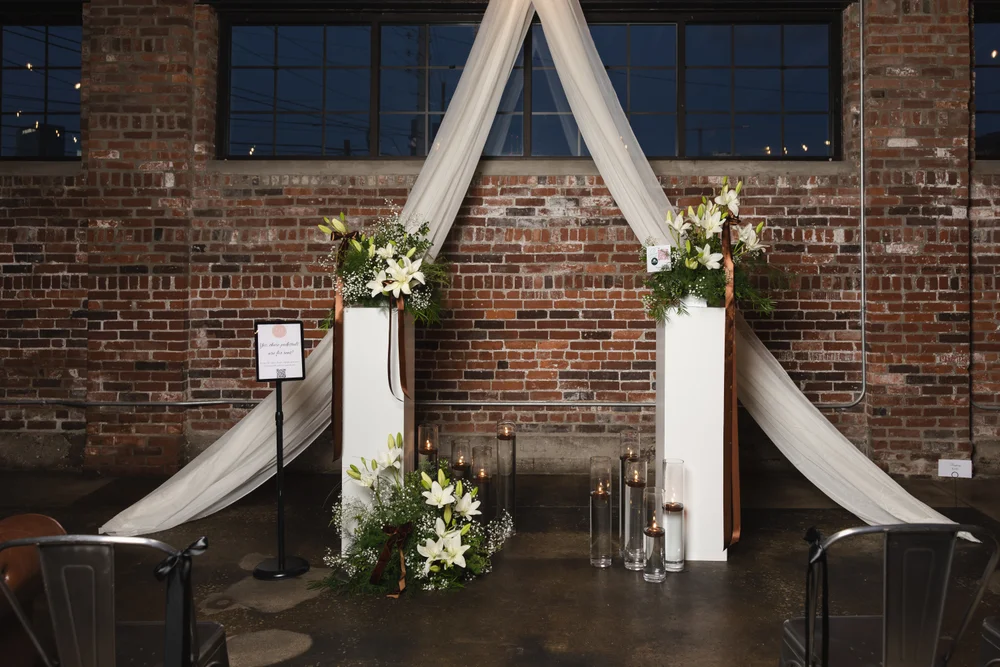 Wedding ceremony setup at INDUSTRY blank canvas venue in Indianapolis