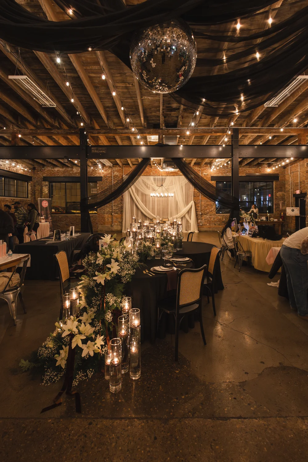 Modern winter wedding open house at INDUSTRY venue in Indianapolis